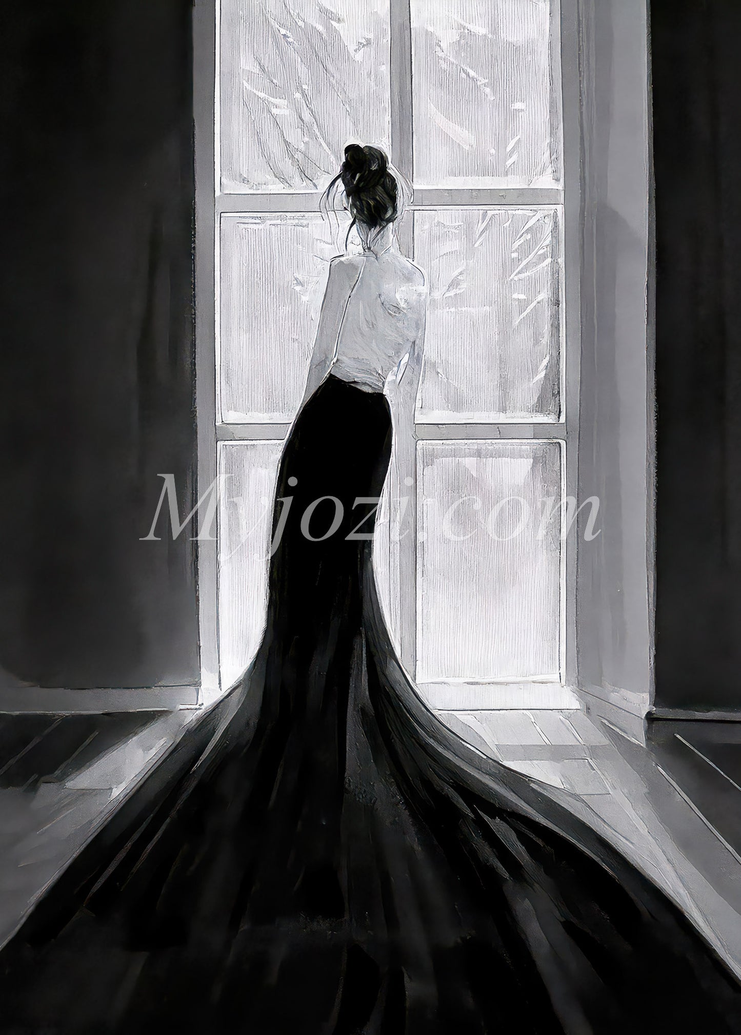 Black and White Art Poster - The Secret of the Sea