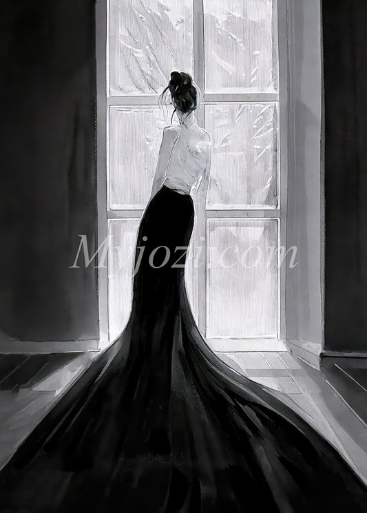 Svartvit Poster - Den Långvariga Sorgen