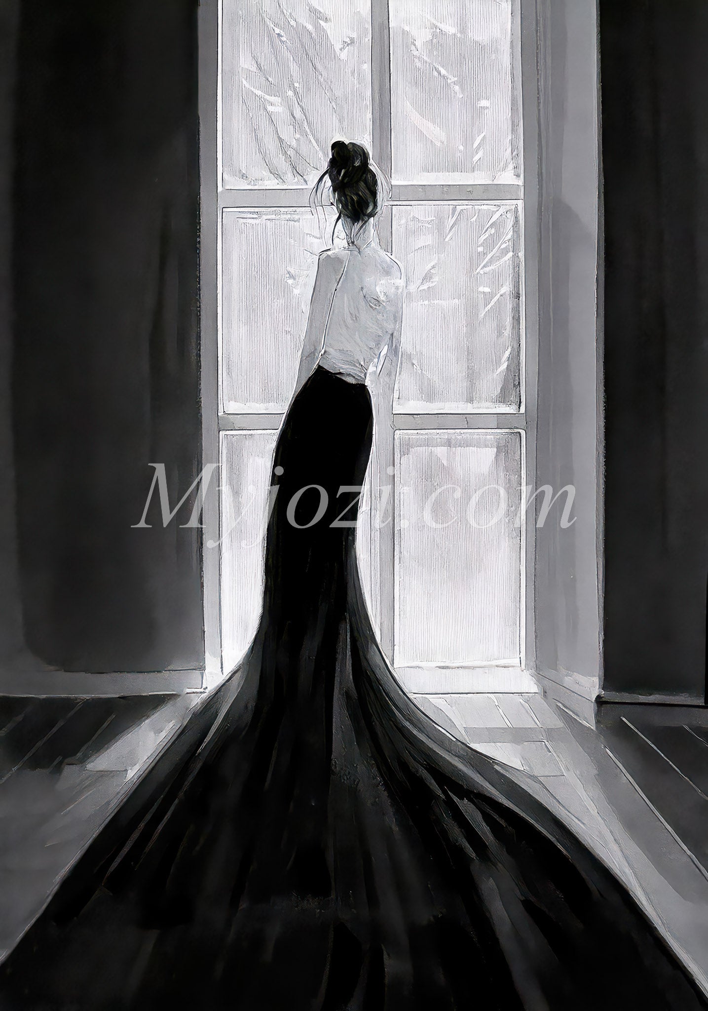 Black and White Art Poster - The Secret of the Sea