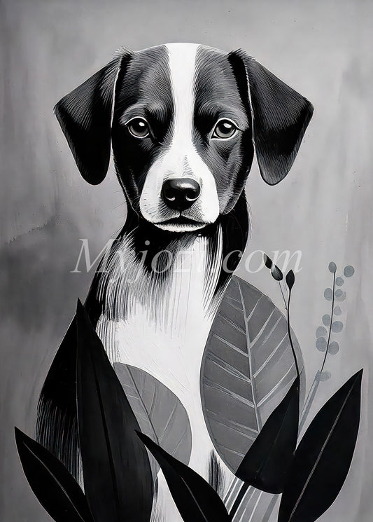 Svartvit Konstposter - Väktare I Lövskuggan