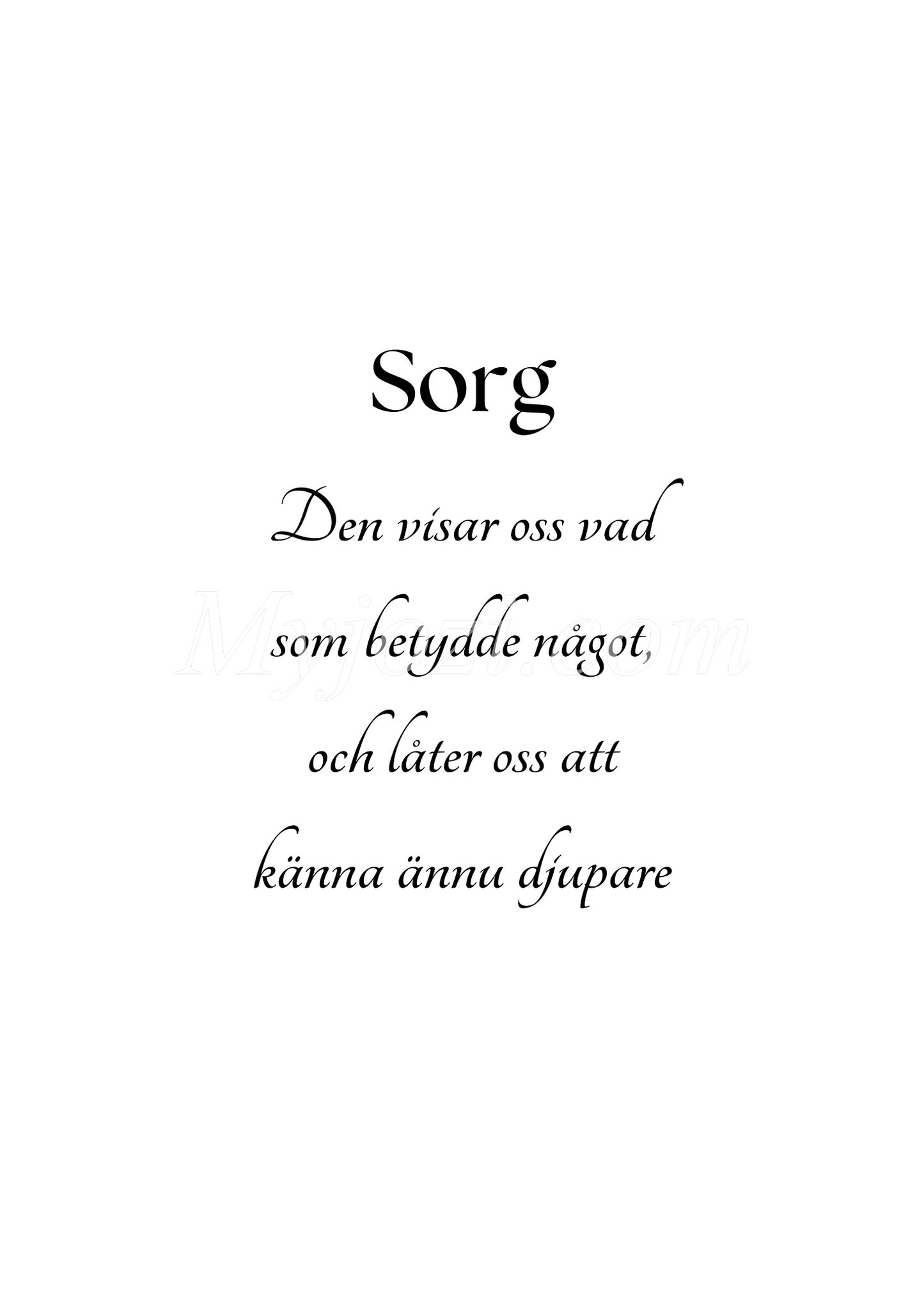 Sorg - Textposter