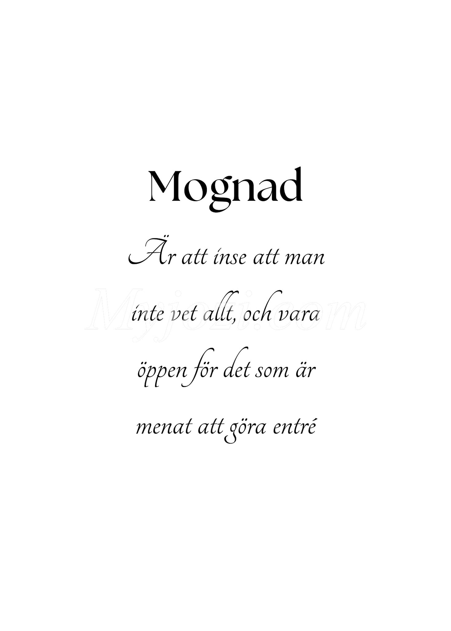 Mognad - Textposter