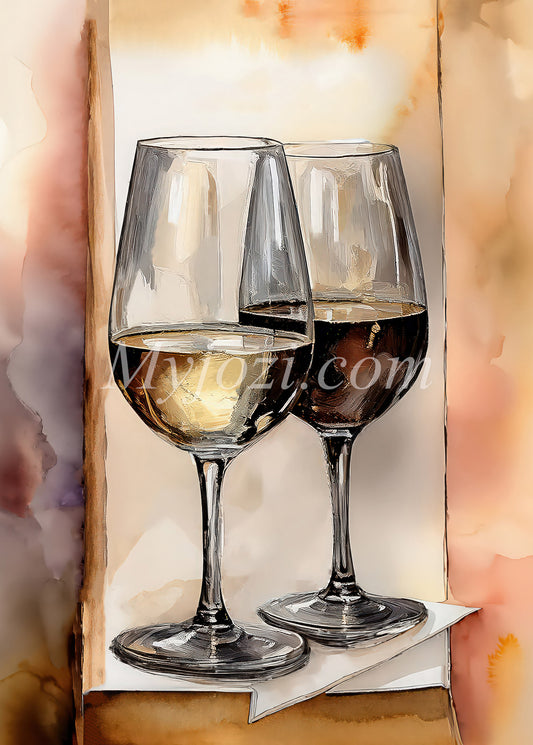 Delad kväll, Vinglas - Canvastavla