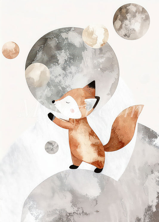 orange räv till barnrummets väggar