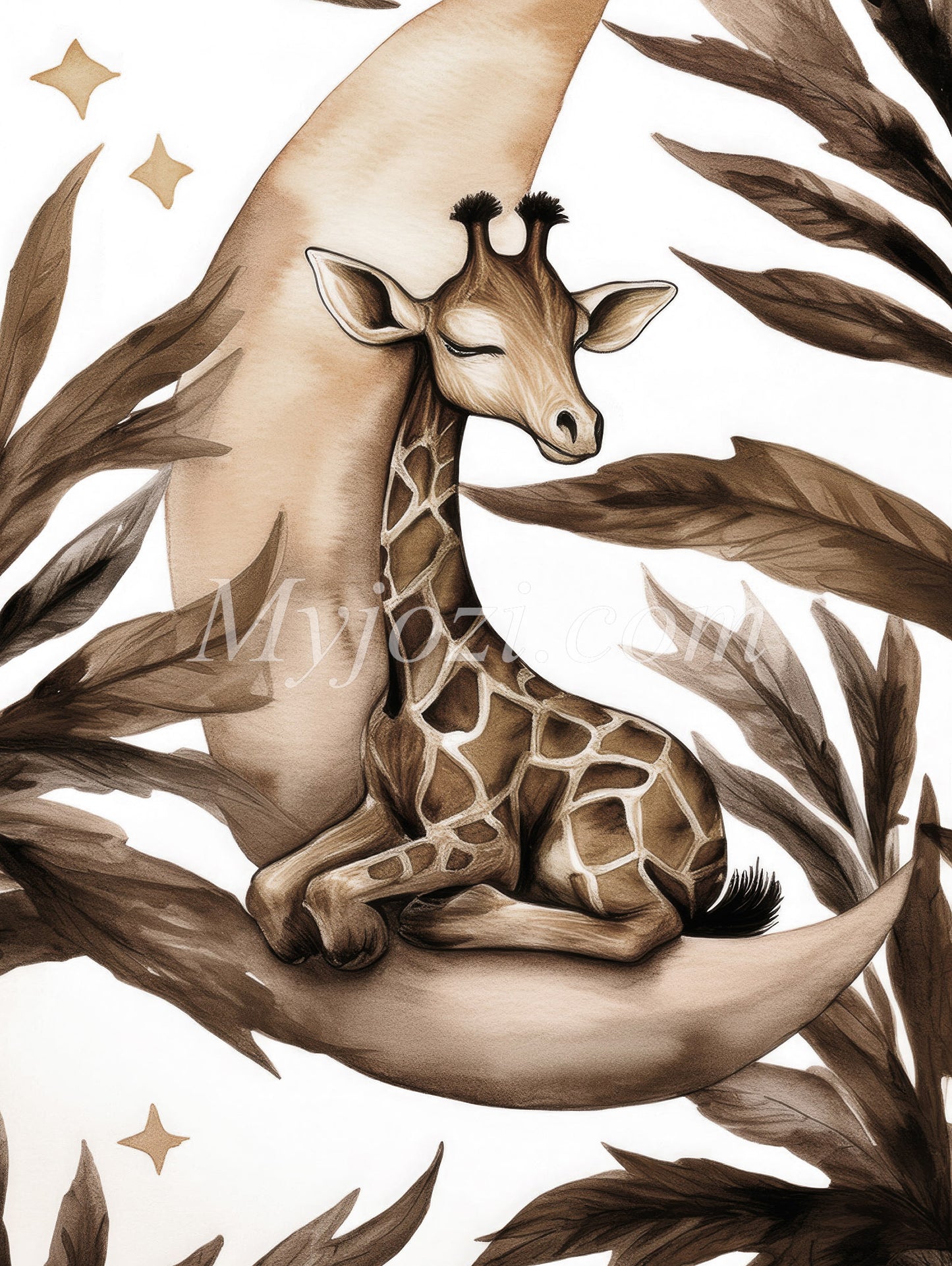 Barnposter - Den sovande Giraffbebisen