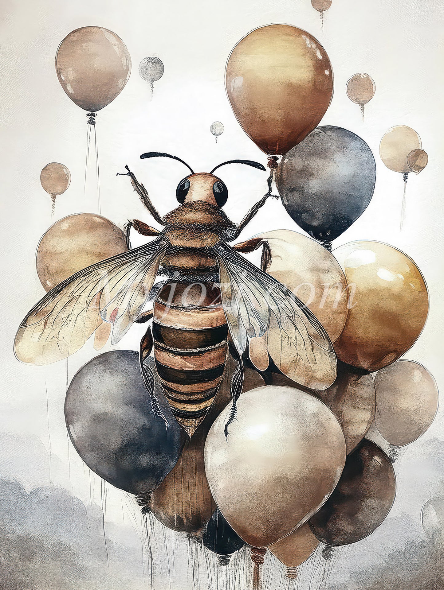 Barnposter Nectar Felicia - En geting bland ballonger