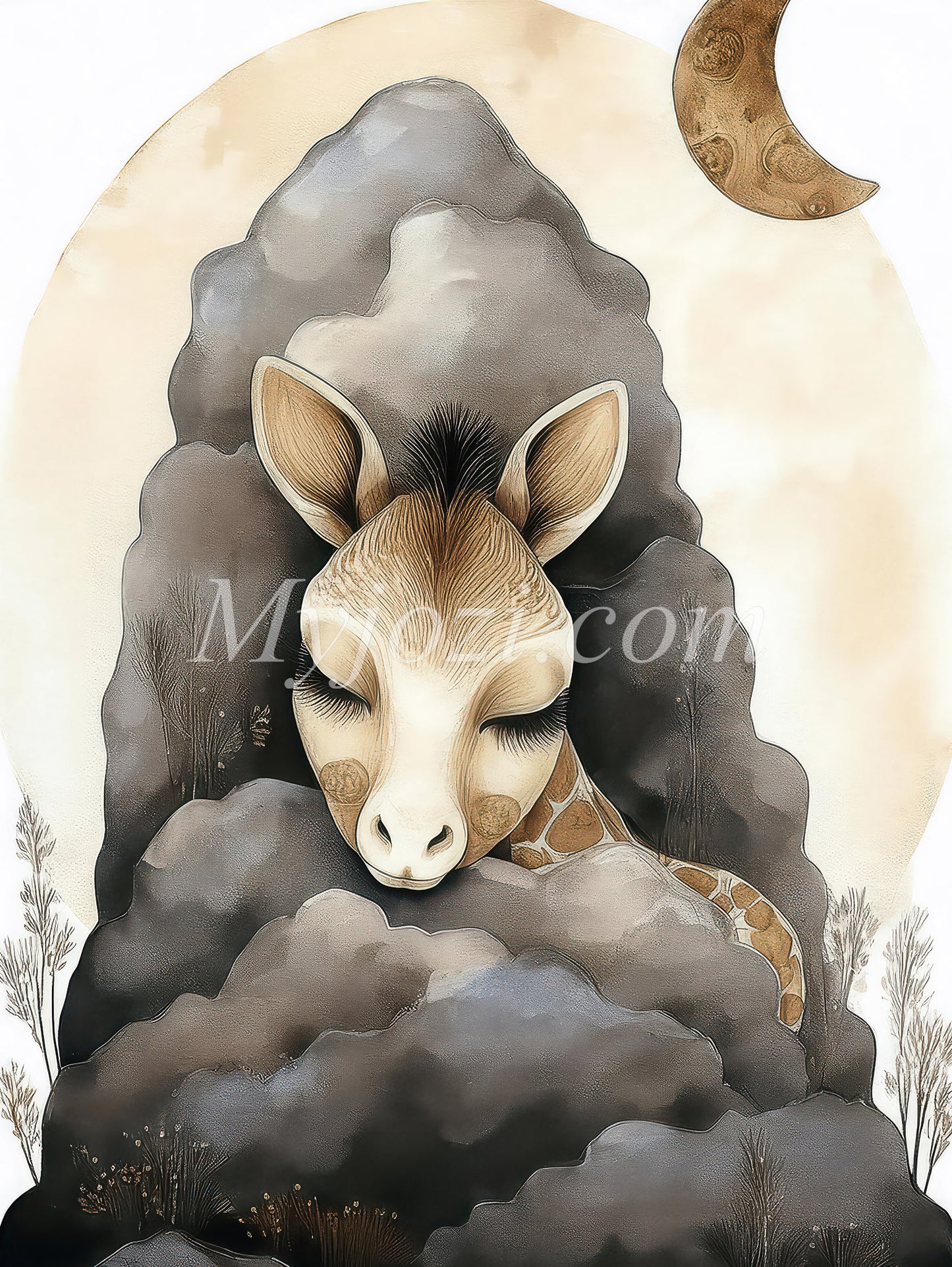 Kinderposter Ovalia Celine - Die schlafende Giraffe