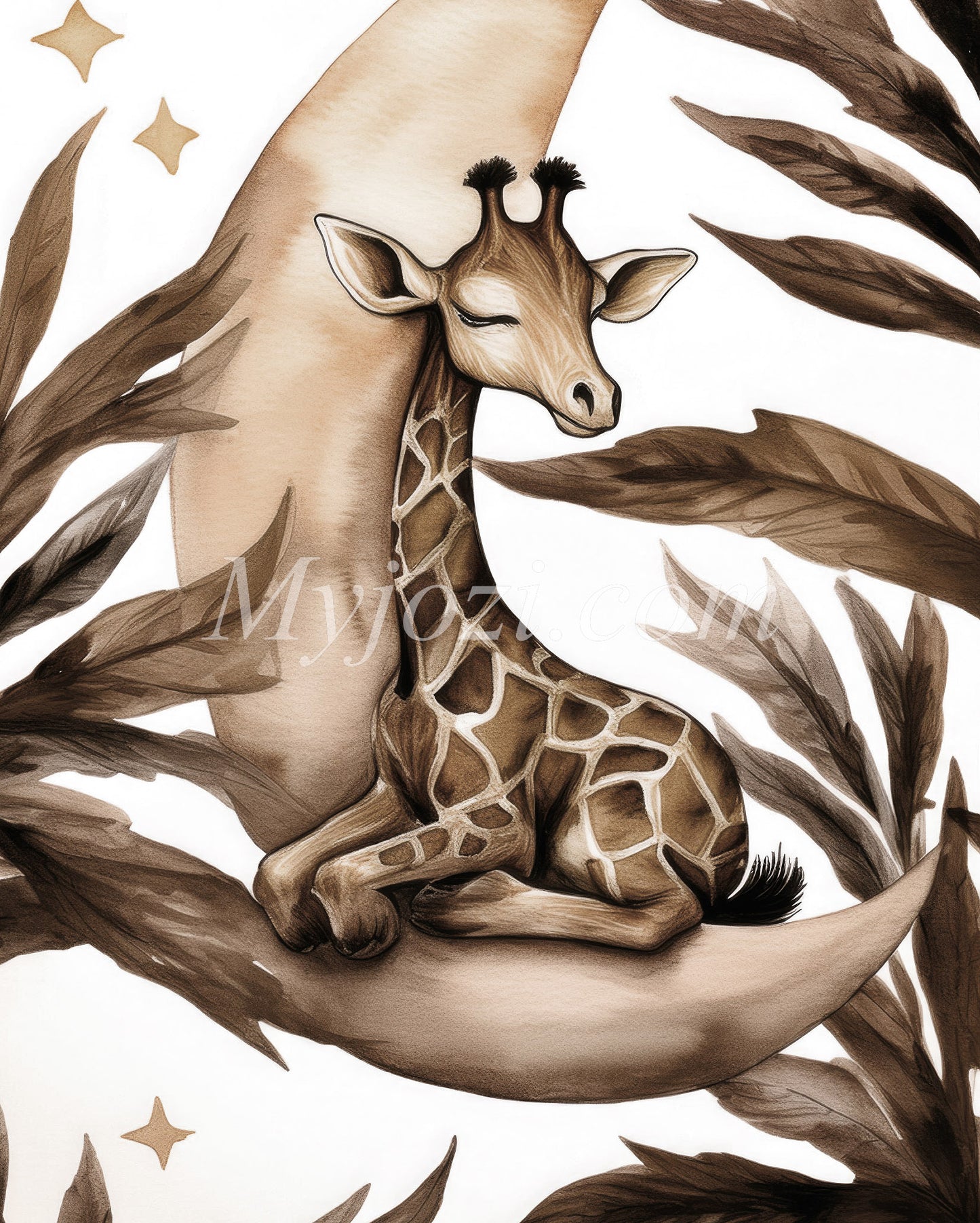 Barnposter - Den sovande Giraffbebisen