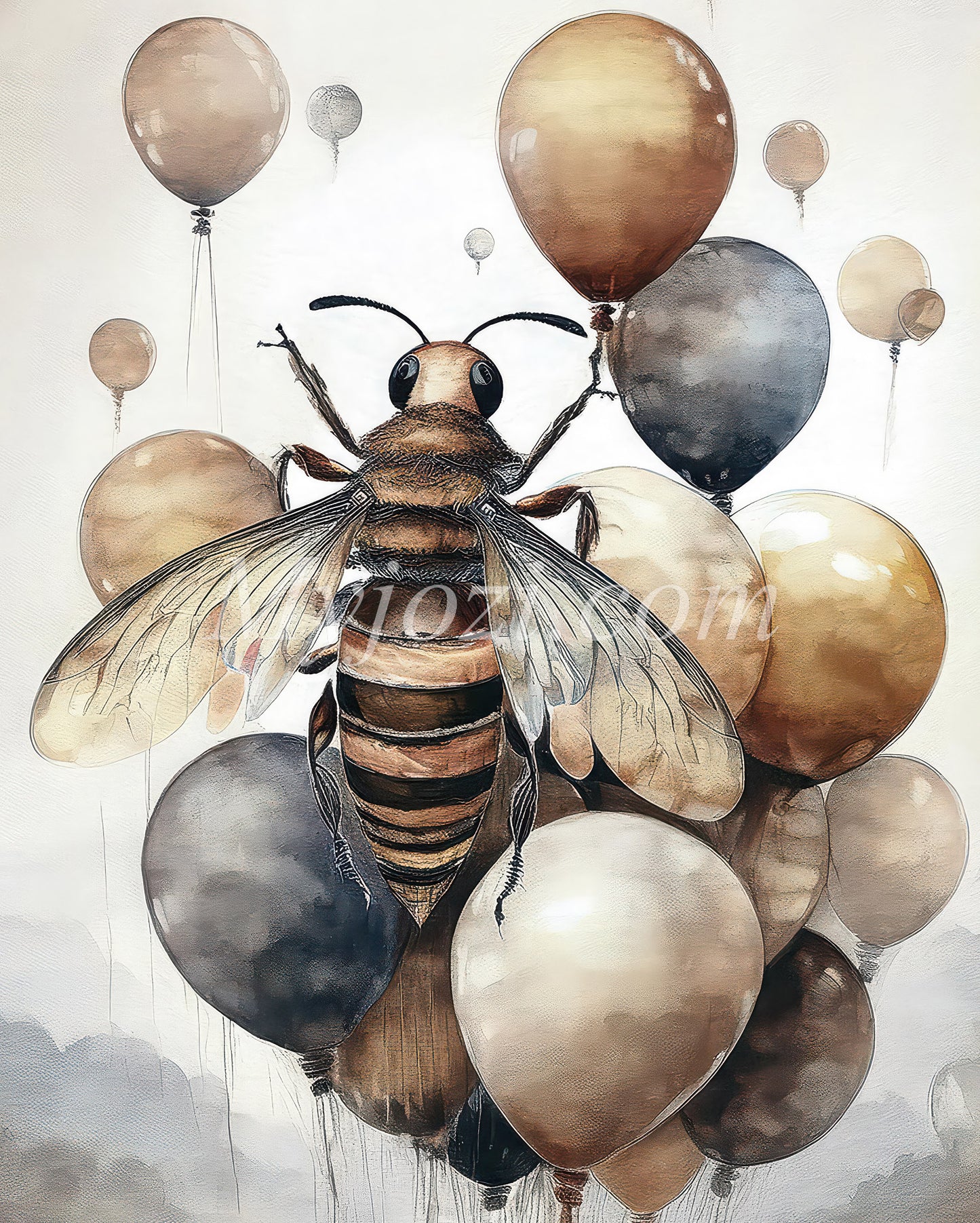 Barnposter Nectar Felicia - En geting bland ballonger