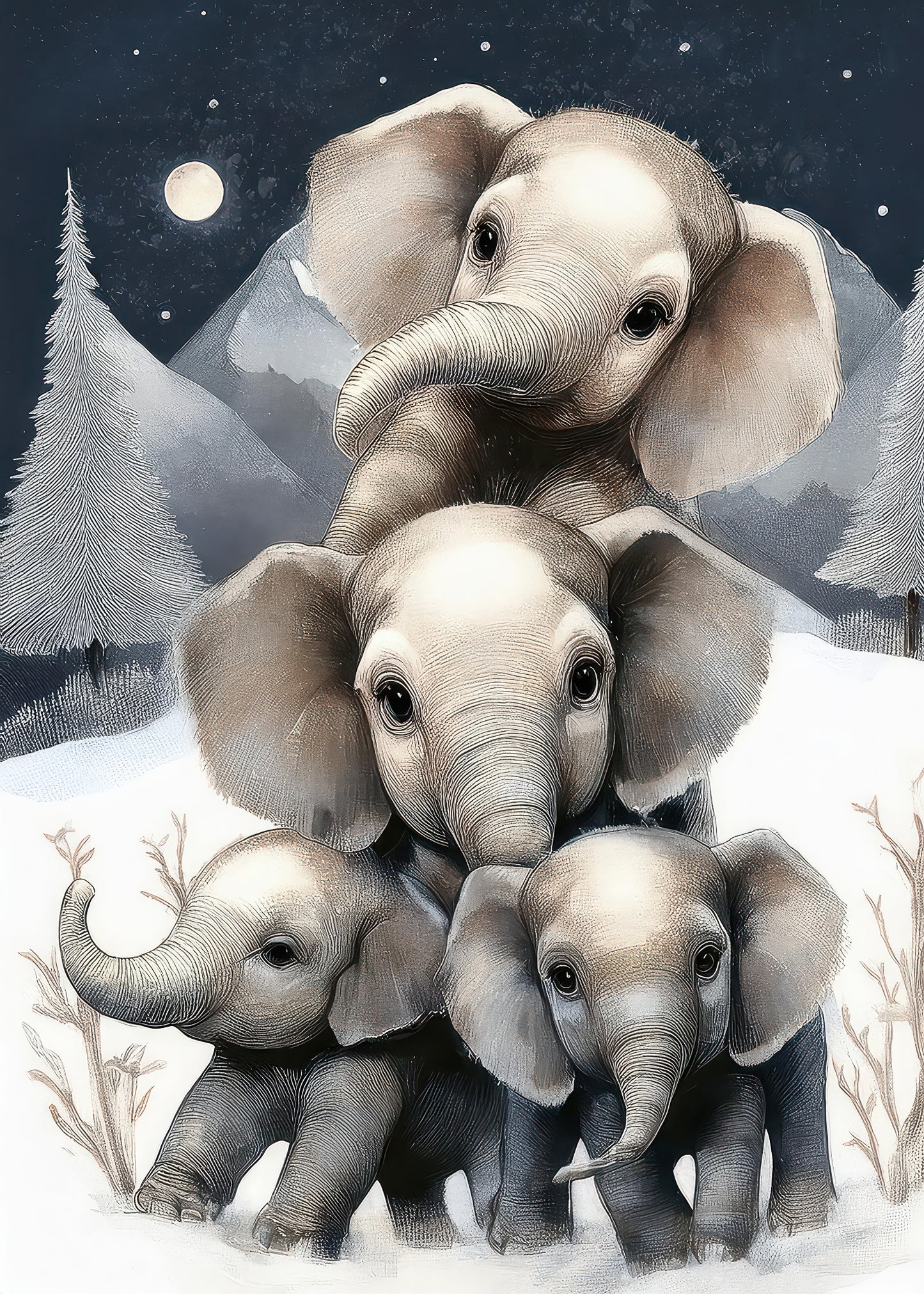 Poster Family Elephant Duo