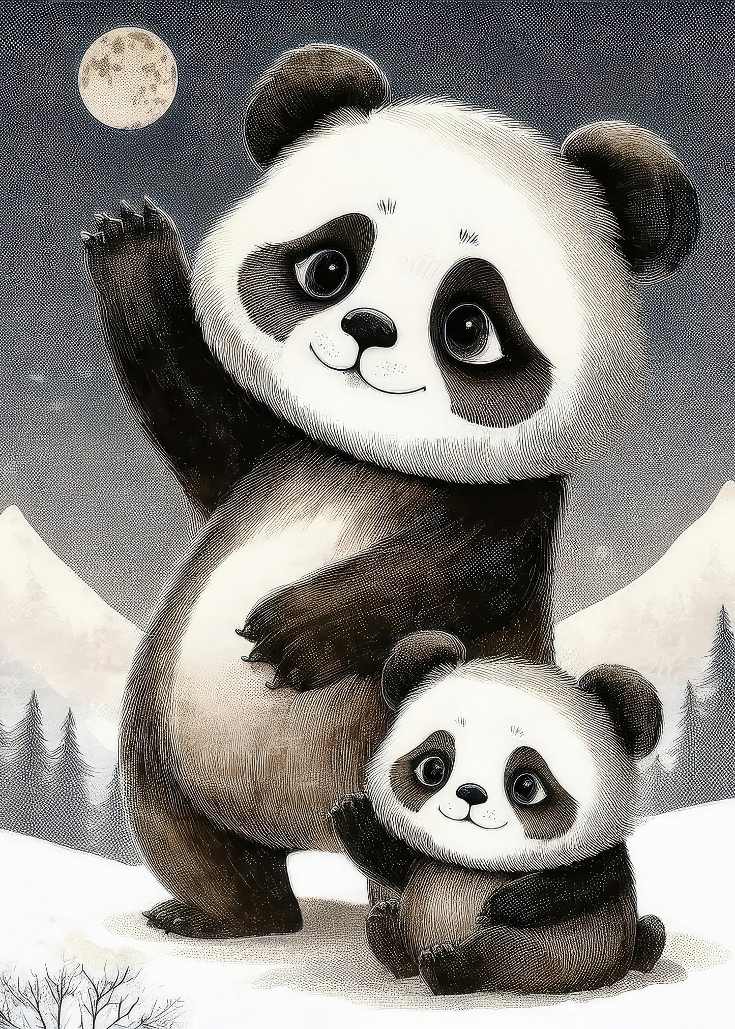 Poster Family Panda Duo