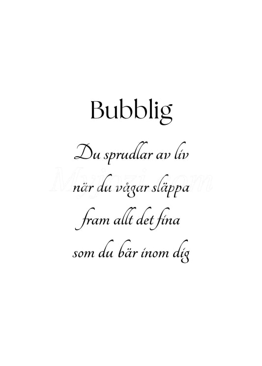 Bubblig - Textposter