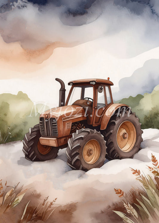 Barntavla Traktor - För Barnkammaren - 